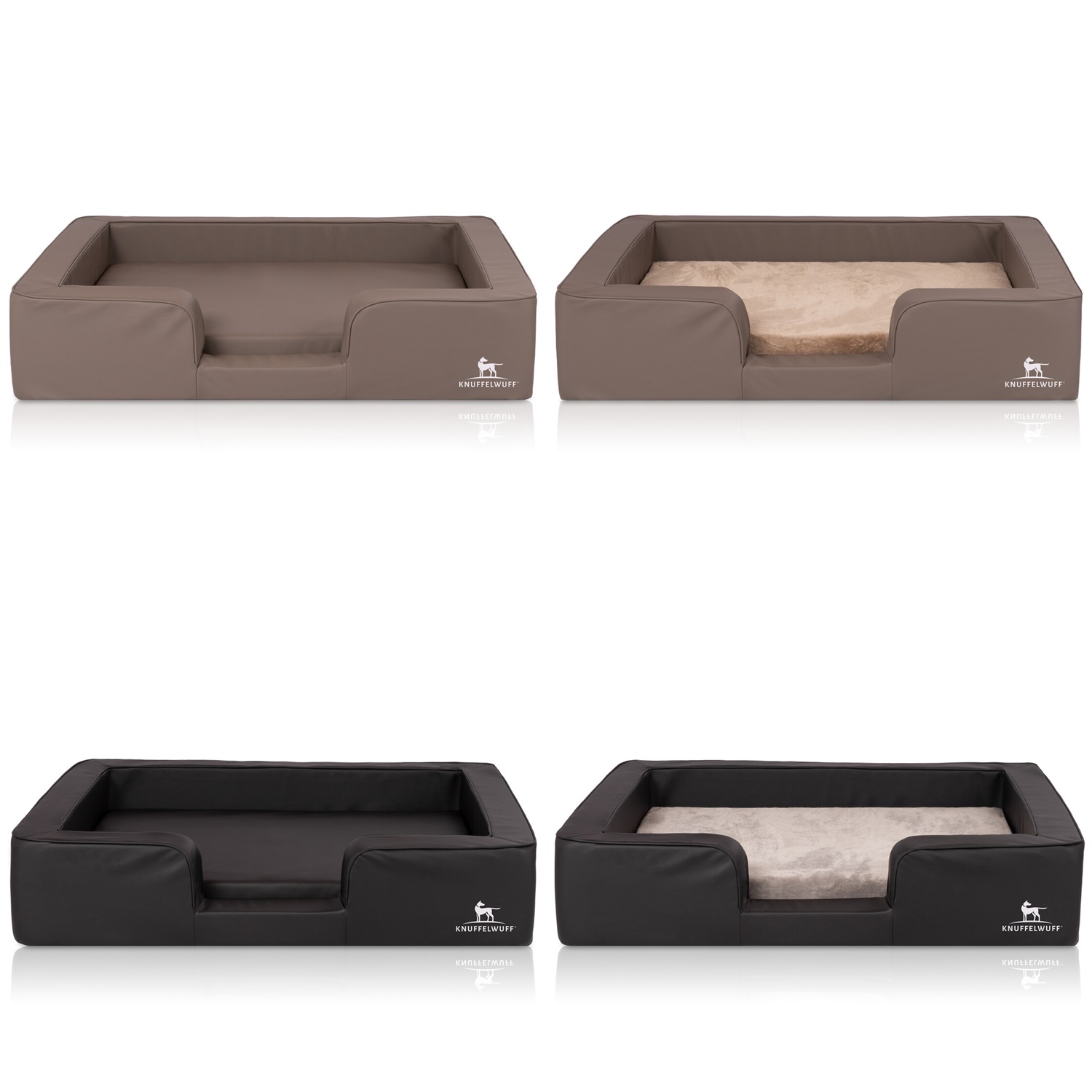 Worldcollection Orthopädisches Hundebett 90x70 Cm - Kunstleder Creme, Mit Visco-Schaum